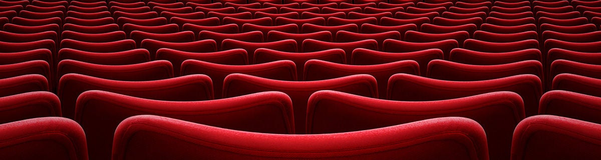 movie theater red seats 3d illustration