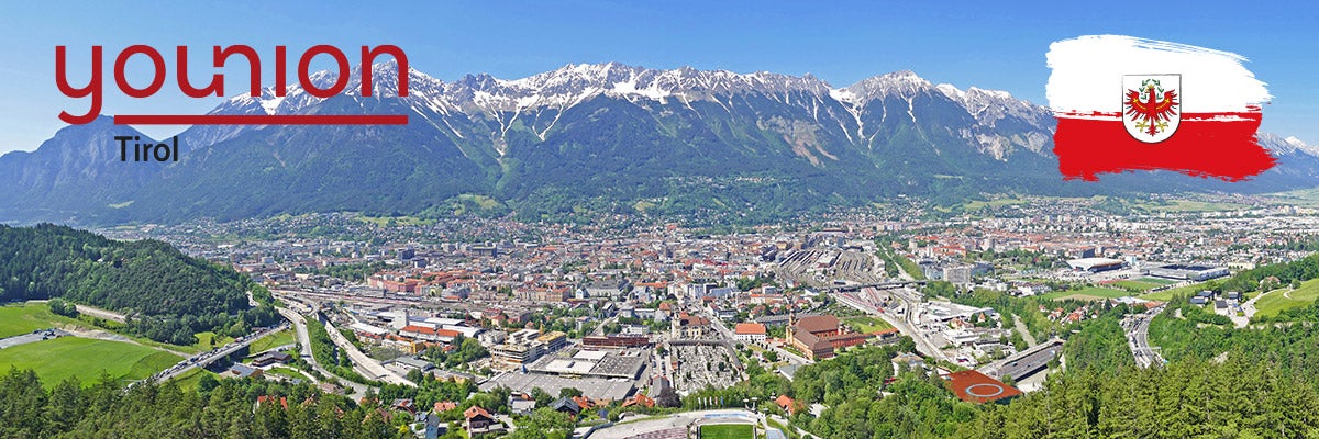 Lovely panoramic view from Ski-Jump point "Bergisel" above Innsbruck