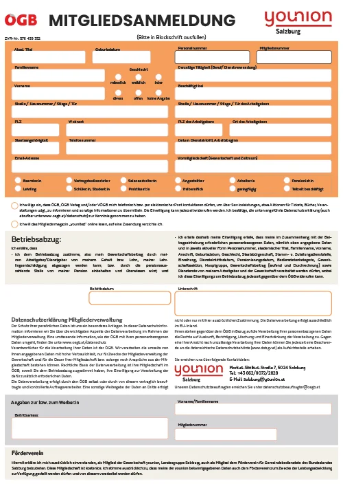 younion-Mitgliedsanmeldung Salzburg