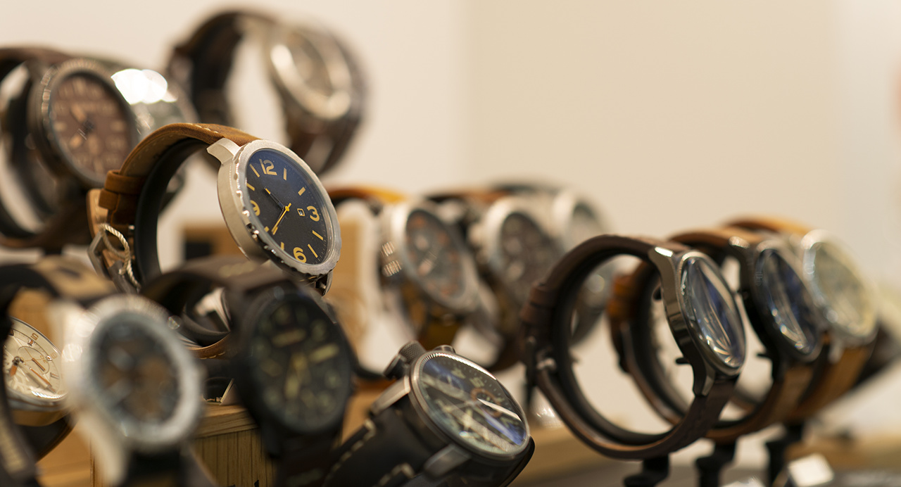Luxury watches in a store 